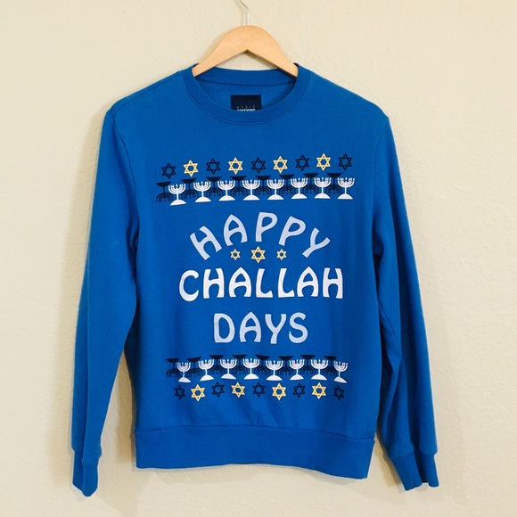 Basic Editions Tops - Basic Editions Happy Challah Days Ugly Christmas Sweater Sweatshirt, Unisex Sm